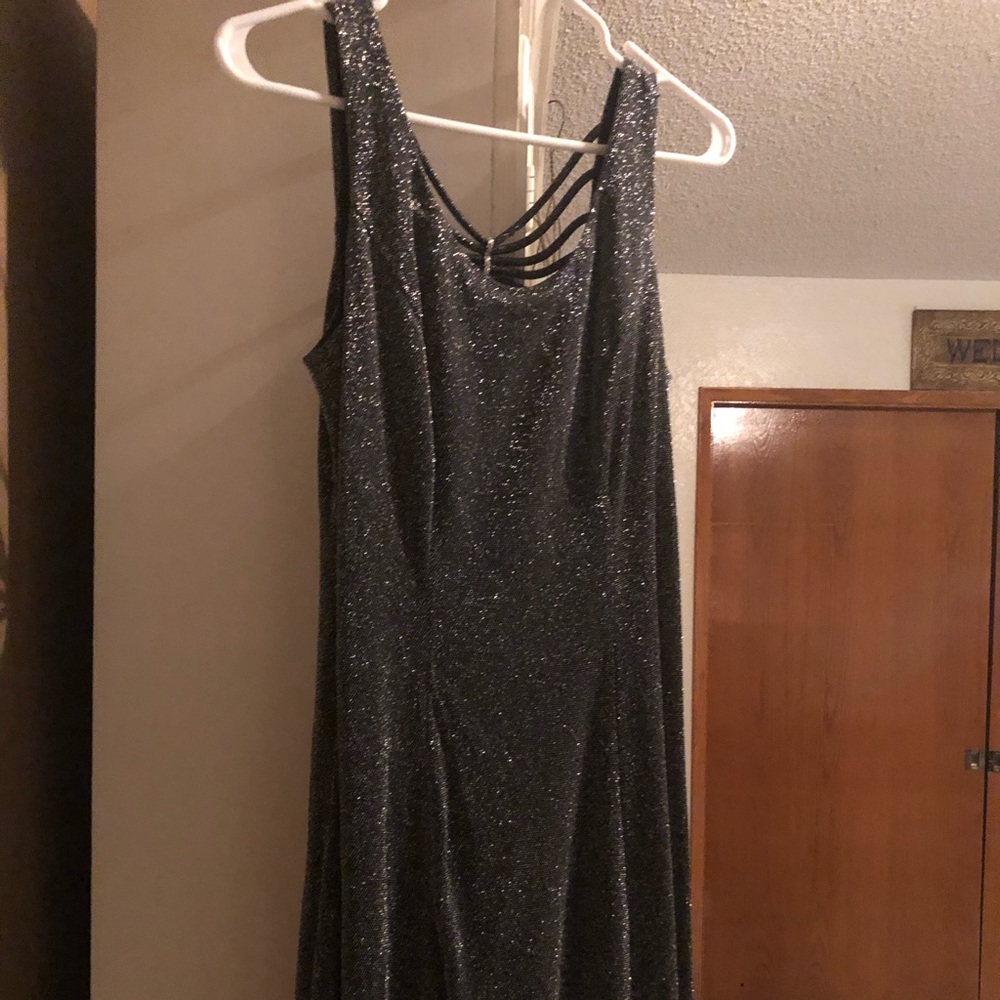 Long silver shiny dress